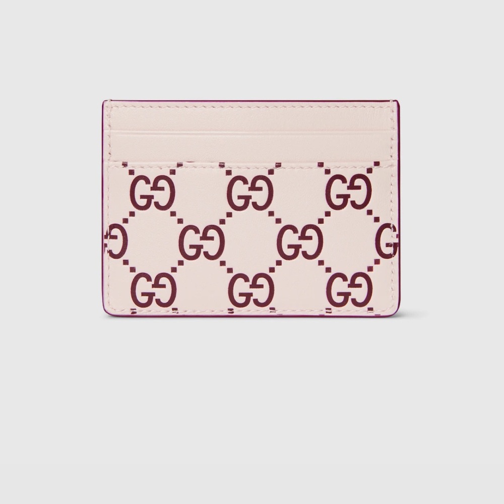 New Gucci Pink Rossi Ancora GG Pattern Card Holder Box Ribbon Bag Included - Picture 3 of 6